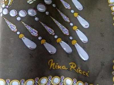 Nina Ricci RARE French Silk Vintage Scarf Flower Jewellry