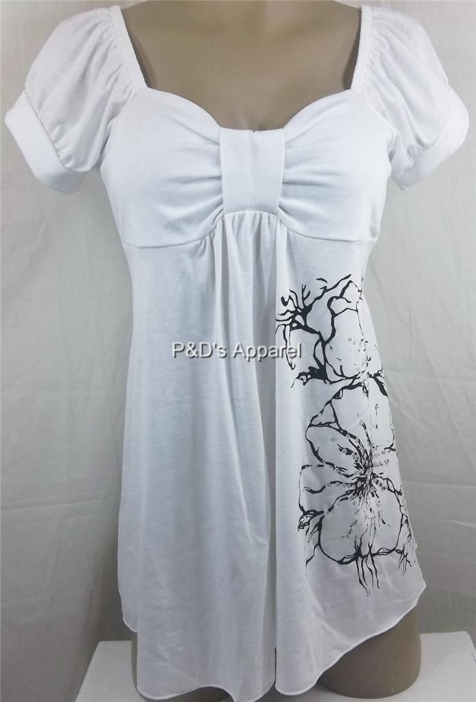 New Womens Maternity Clothes White Flower Design Shirt Top Blouse s M