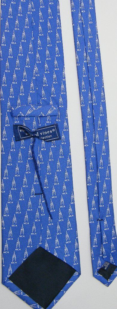 New XL Vineyard Vines MCA Logo Blue White Silk Neck Tie