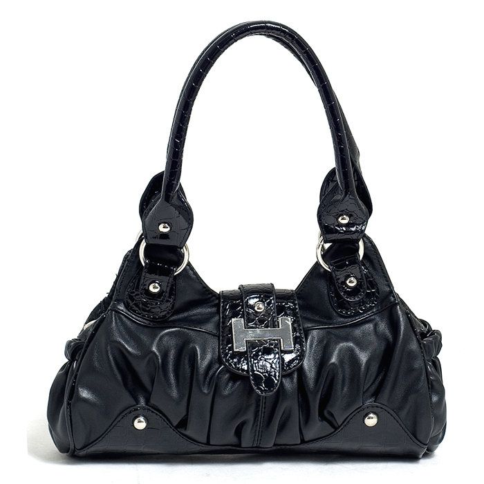 Stand out at a party with this lavish handbag made of soft, faux