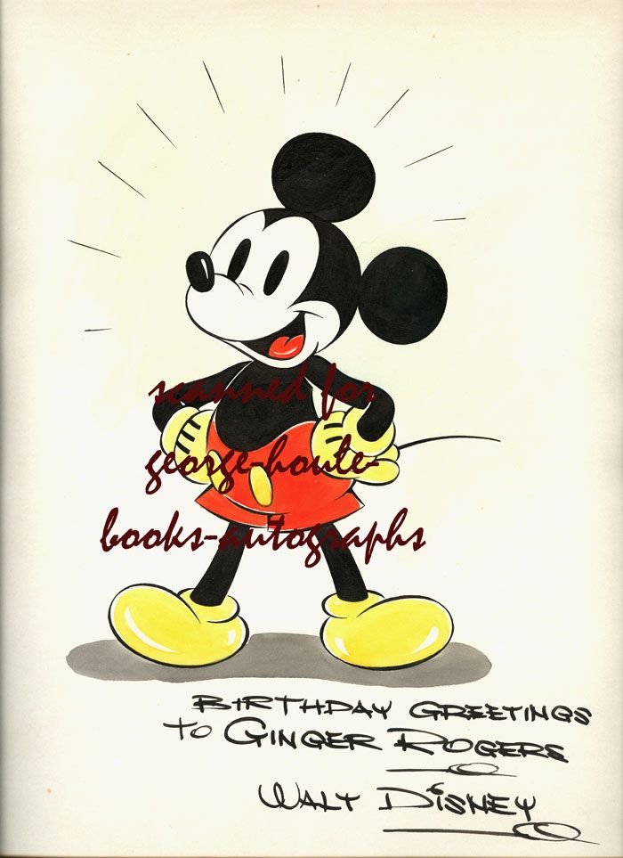 Vintage Original Watercolor and Black Ink Drawing of a smiling Mickey