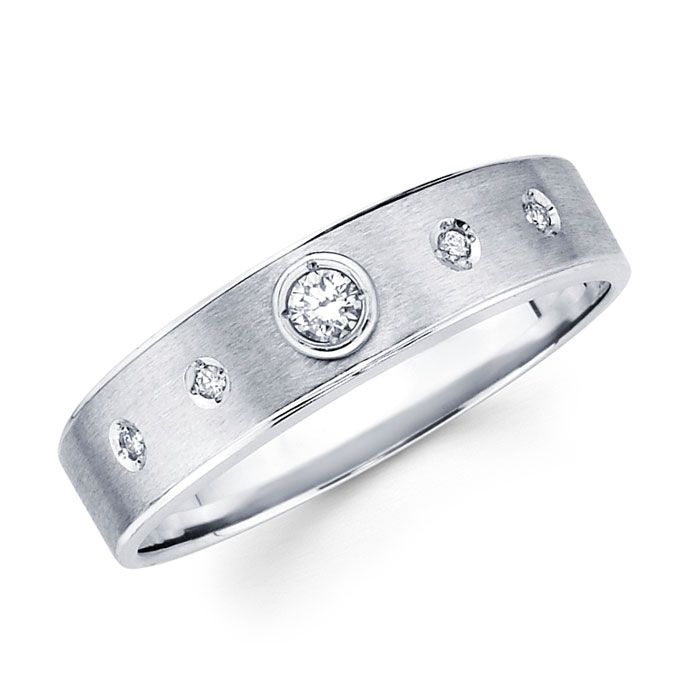 14k White Gold Mens Diamond Wedding Band Ring 0 12ct