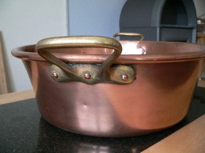 French Copper Jam Preserving Pan with Brass Handles Meret