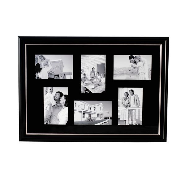 Melannco 6 Opening Black Silk Screen Black Silver Collage Photo Frame