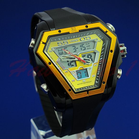 Alarm Dual Time Analog Digital Chrono Mens Big Face Sport Watch