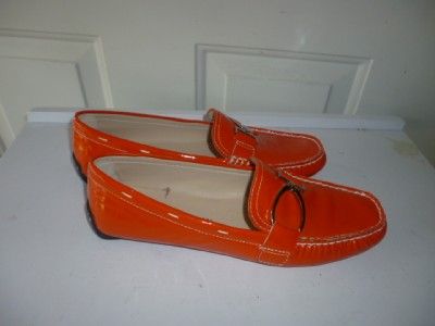 New Sz 7 5M Michael Shannon Orange Patent Leather Driving Moccasin