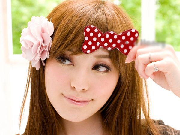 Japanese Brown Magic Statics Bangs Hair Pad Bow Velcro