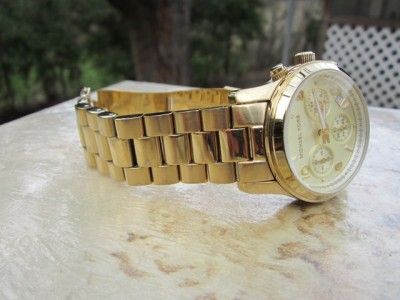 Michael Kors Womens Runway Gold Tone Chronograph Watch MK5055 M58