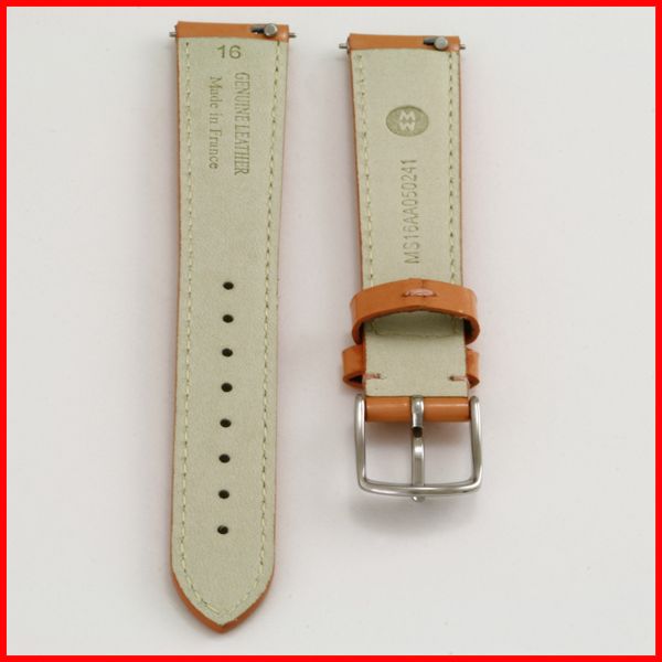 Michele Peach Orange Patent Leather Watch Strap Band Silver Buckle