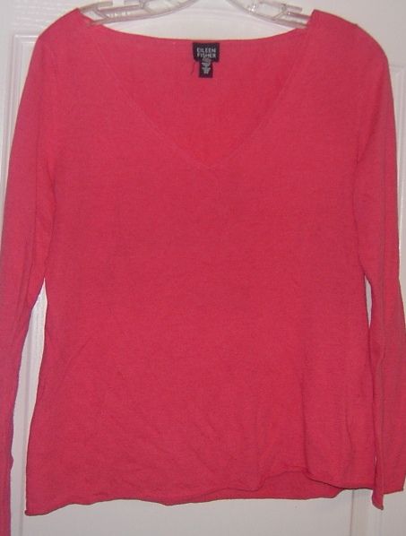 Eileen Fisher Pink Linen Cotton Slub Fine Knit Top XS