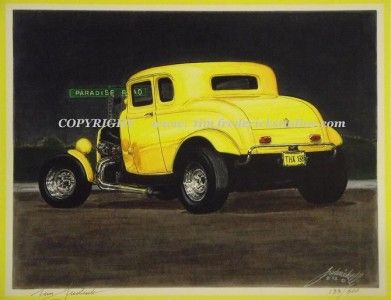 American Graffiti Milners Deuce Coupe Artist Print Limited Edition
