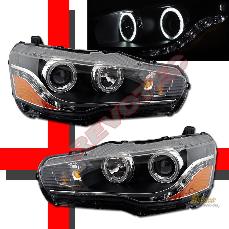 08 09 10 11 Mitsubishi Lancer CCFL Halo R8 LED Strip Projector