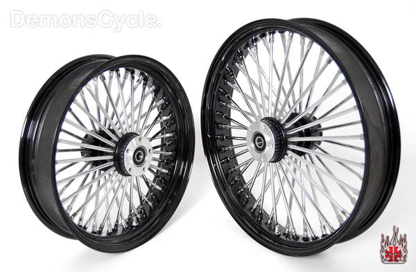 Black 21 18 Wheels Fat Mammoth 48 Spokes Fit Harley Fatboy Dresser