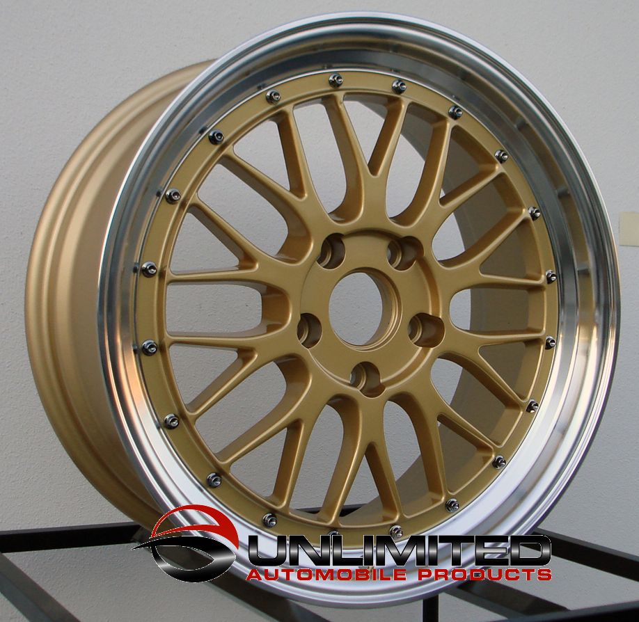 18 LM Staggered Gold Machined Lip Wheels Rims Fit Acura NSX TSX