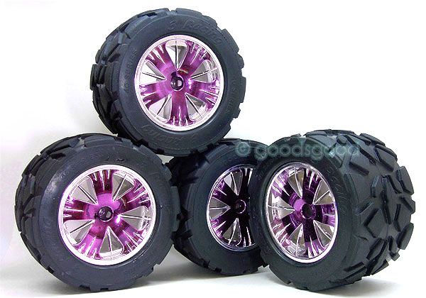 This Auctions Has 4 Pcs Wheels + Tires Fits E T maxx Savage Monster GT