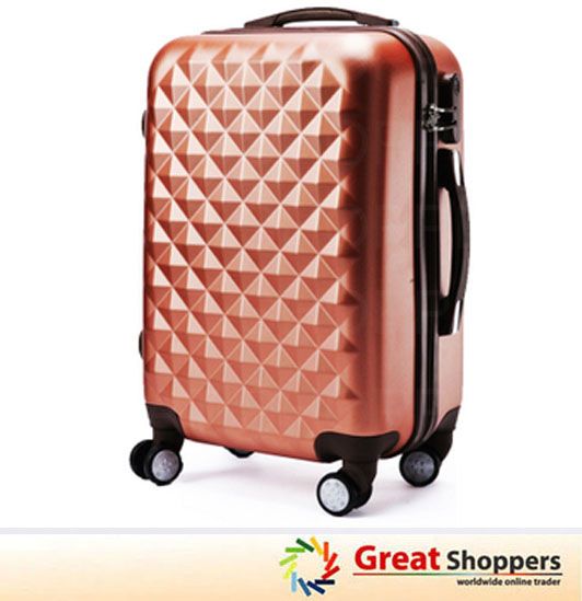 New Fashion Pyramid Trolley Luggage Travel Hard Case Orange Gold Pink