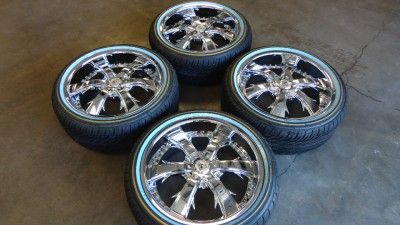 New Lexani LX 704 Chrome 20 Wheels Rims Vogue White Wall Tires 20x8 5