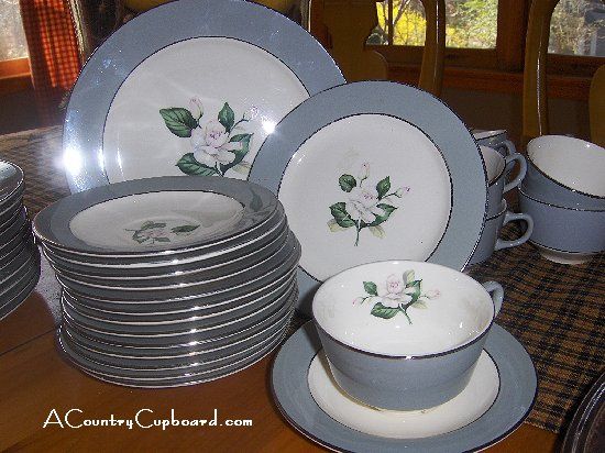 Vintage Homer Laughlin 9 Plate White Rose Gray Rim 342