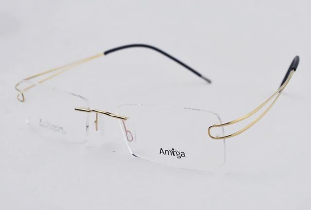 Luxury 100 Pure Titanium Gold Rimless Flexible Eyeglass Frame Eyewear