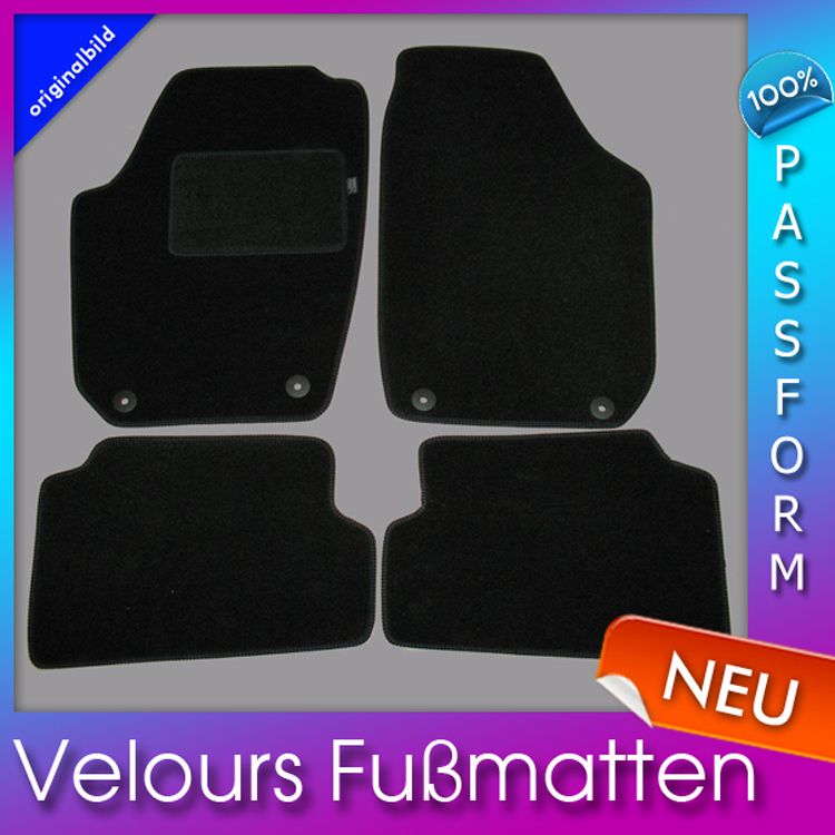 Fussmatten Velours für Skoda Fabia II ab 2007 4tlg schwarz