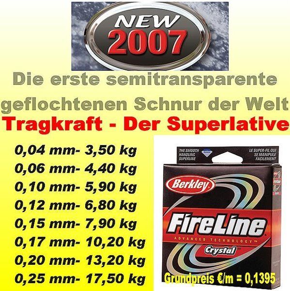 Berkley Fireline Crystal 10m Superschnur 0,12mm/6,8 Kg