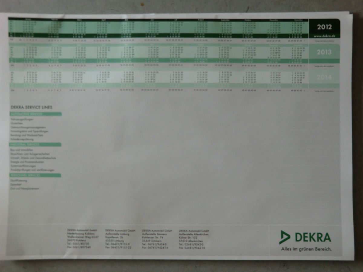 Papier 595x 410 geleimt 45 Blatt Kalender 2012/2013/2014