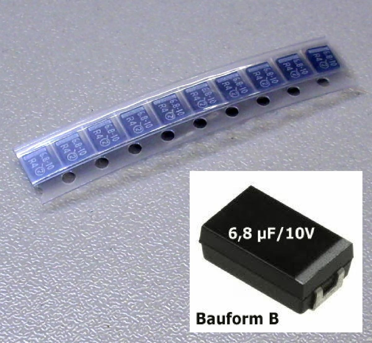 10 Stück SMD Tantal Kondensatoren 6,8 µF / 10 V   Bauform B (M2014