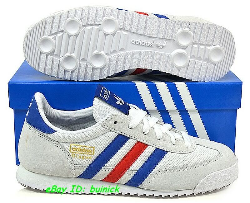 ADIDAS DRAGON Trainers White Blue Red Suede Mesh rom marathon new UK10