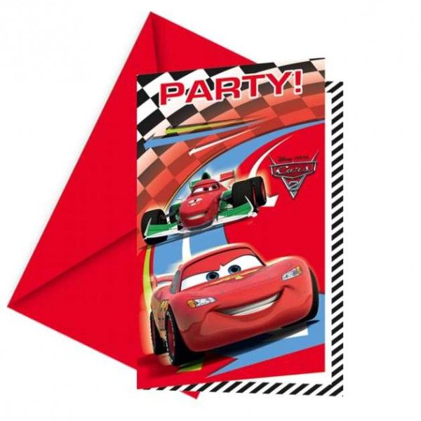 Disney Cars 2   Einladungskarten 6 Stck.