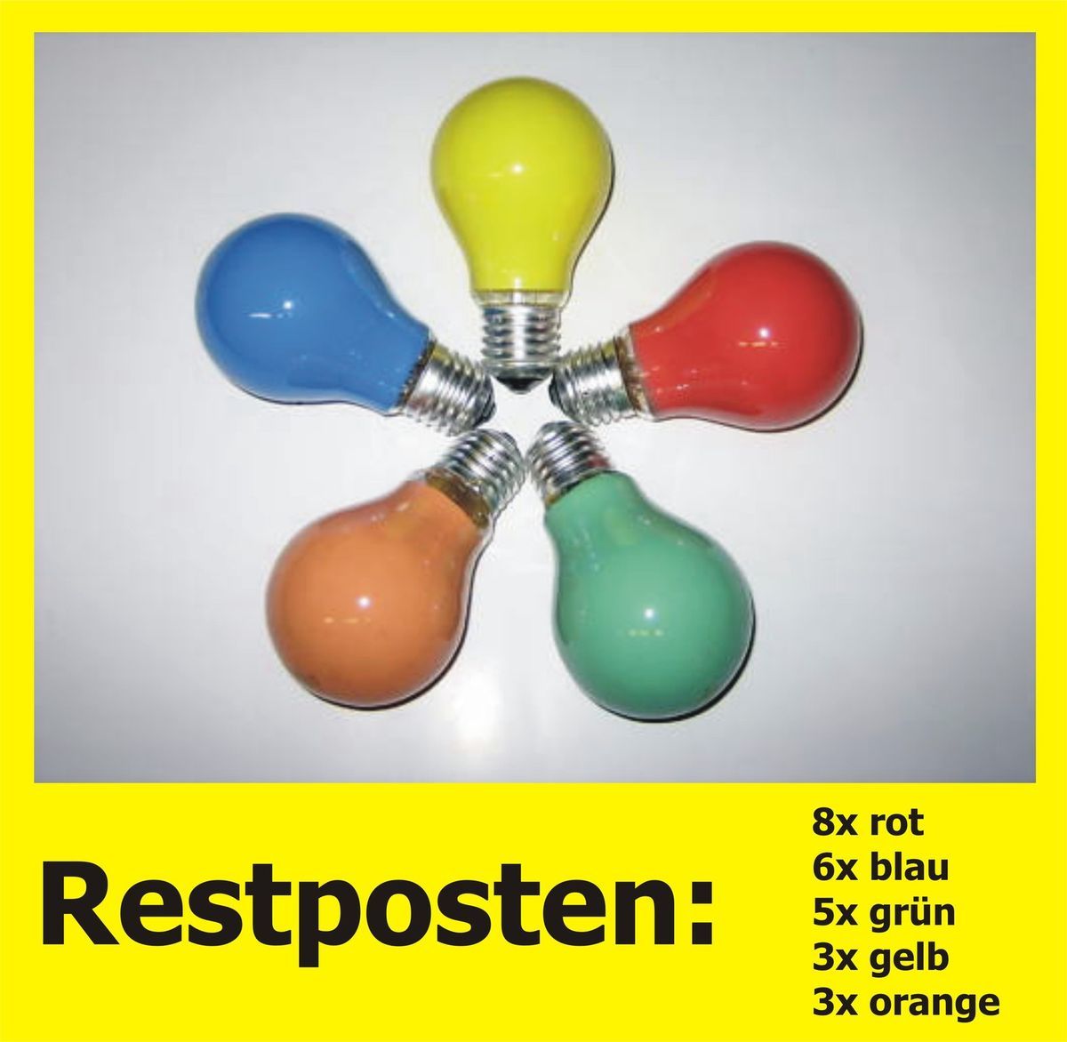 25 bunte Glühbirnen 25W Glühbirne bunt E27 Glühlampe Restposten 25x