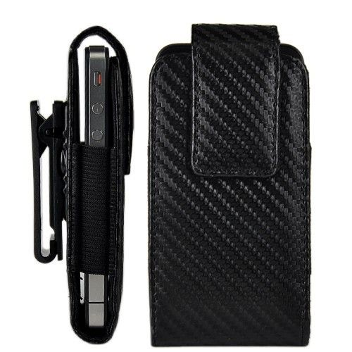 Carbon Leder Gürteltasche Holster iPhone 4S 4 3GS Black Schwarz