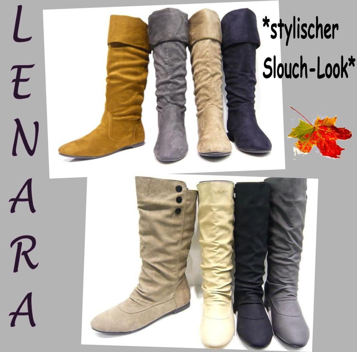 NEU ★ Flache Stiefel Slouch Boots Stiefeletten Damen Schuhe WoW