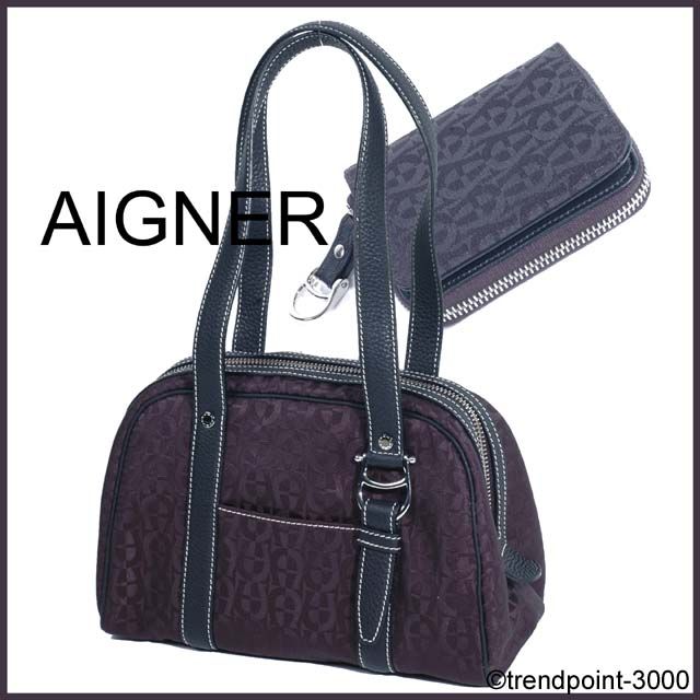 AIGNER SET Tasche, Schultertasche + Geldbörse Schwarz