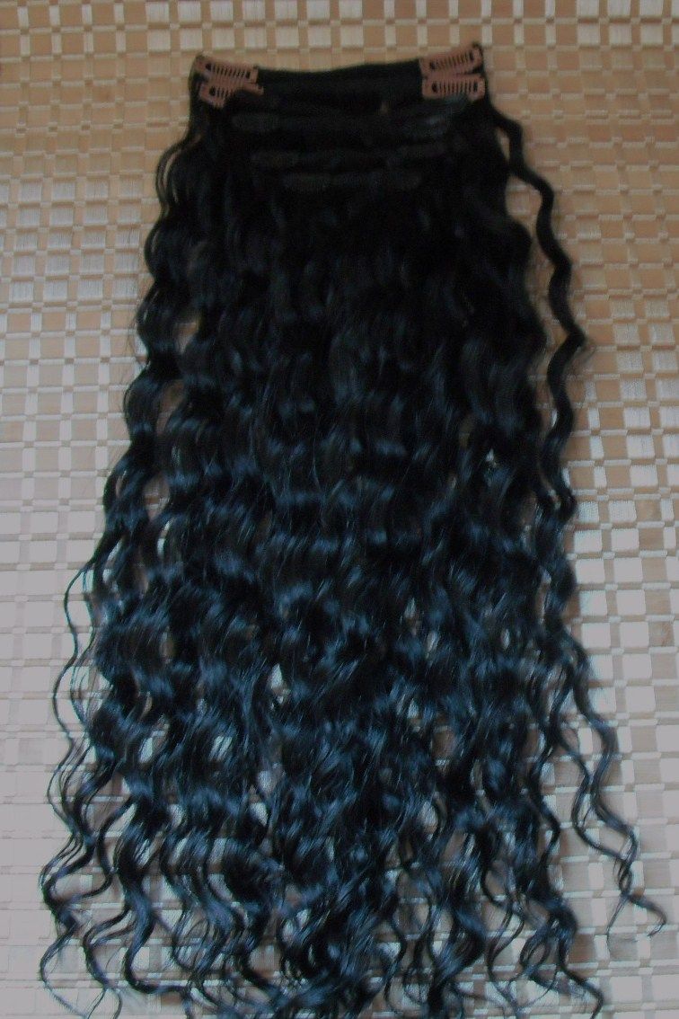 8x CLIP IN EXTENSIONS 100% BRASILIEN Gelockt 40 cm