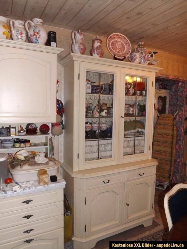 Küchenbuffett, Vitrine, Küchenschrank, Shabby, creme,