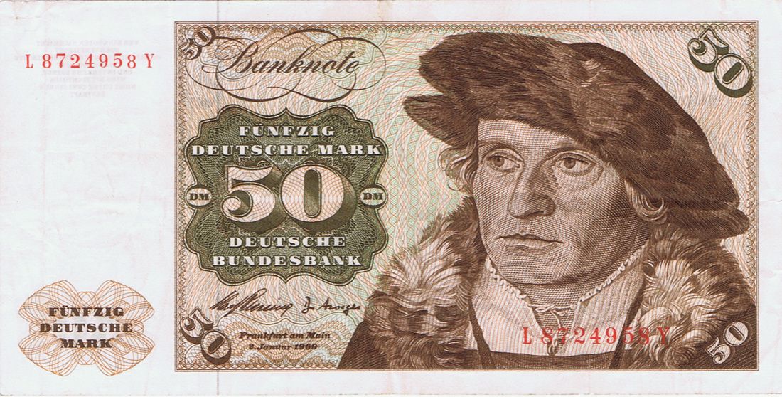 50 DM DEUTSCHE MARK GELDSCHEIN PAPIERGELD BRD GELD 1960 ECHTER 50 DM