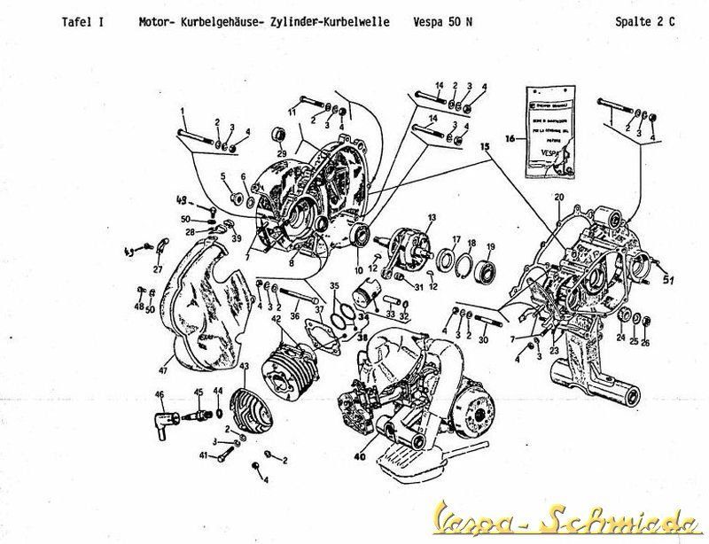 VESPA   CD Explosionszeichnungen / Ersatzteillisten / Schaltplan   V50