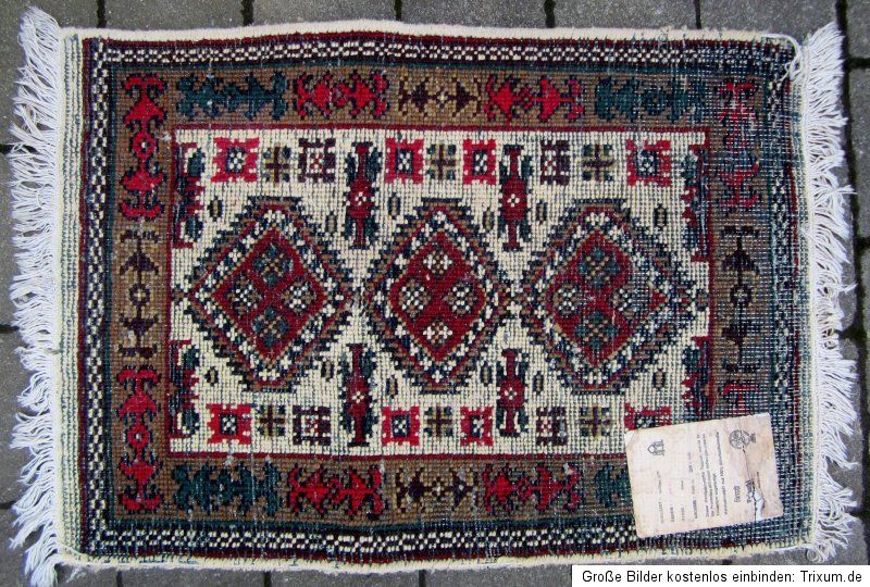 Teppich handgeknüpft aus Mirzapur Indien ca. 60 x 90 cm