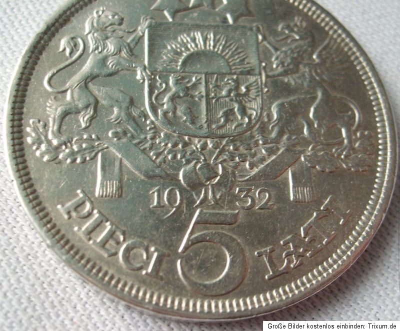 Lati 1932, Lettland Latvia, Silber 835