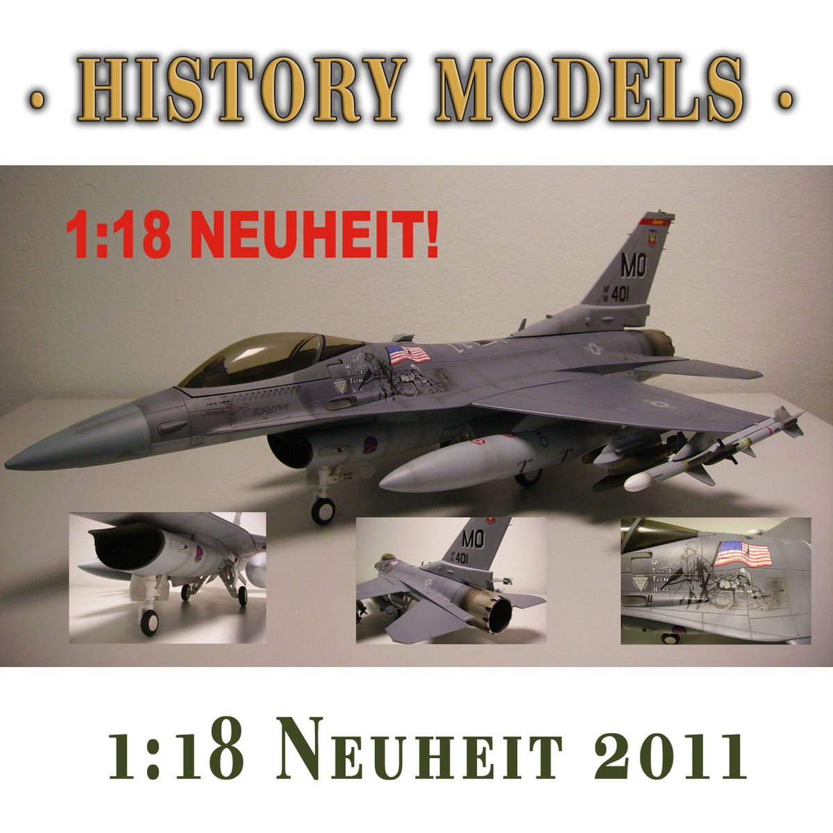 US Kampfjet F 16 Falcon 1 18 Fertigmodell BBI Elite Force NEU