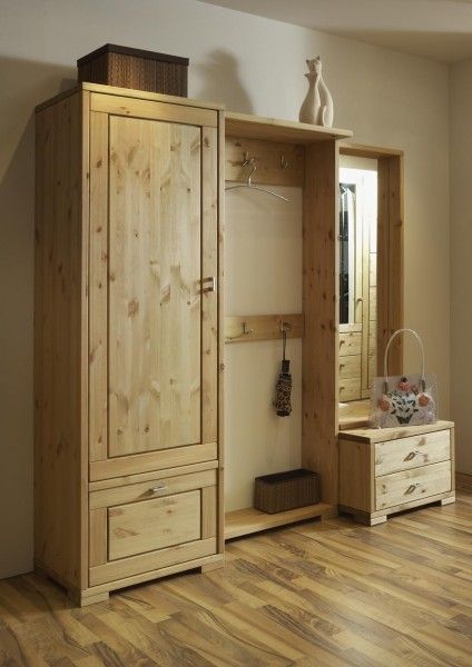 Garderobenset Dielenschrank Kommode Wandgarderobe Kiefer massiv