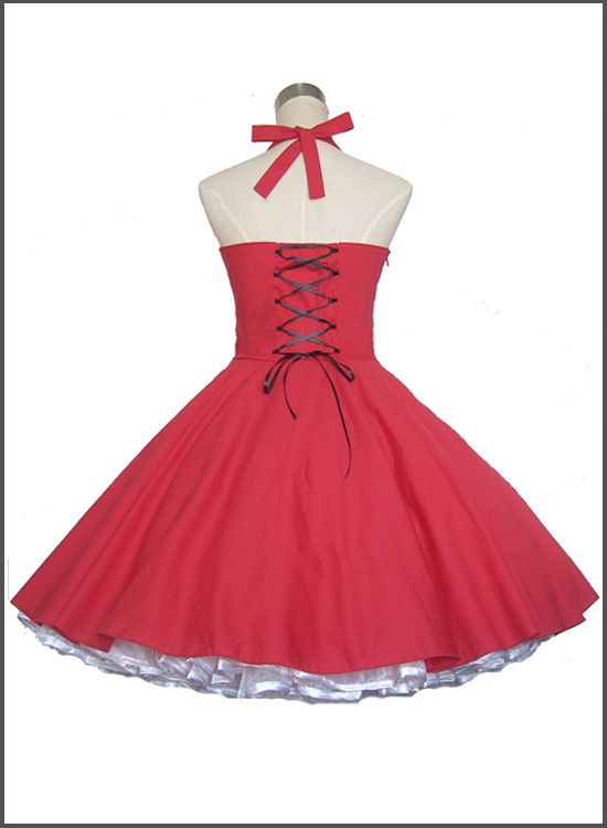 50S 60S Vintage Style Rock n Roll ROCKABILLY SWING KLEID Unterrock