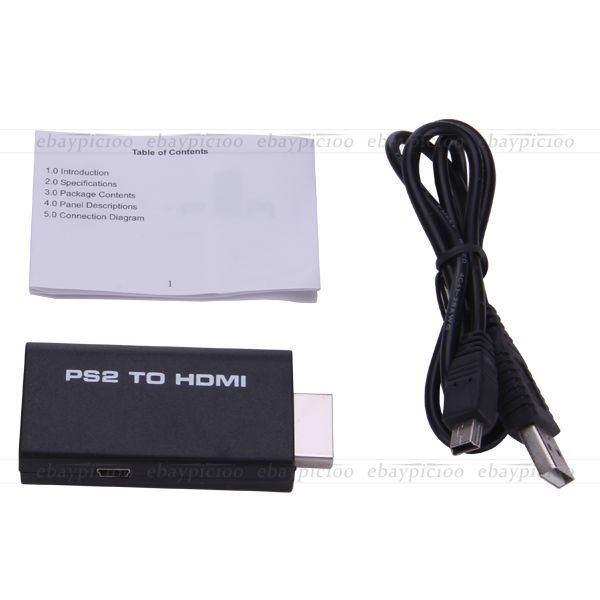 PS2 zu HDMI Adapter Wechsler Konverter Converter mit Upskaler Monitor