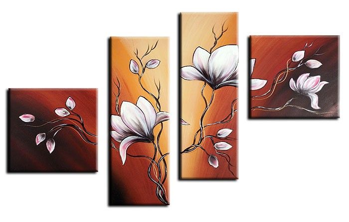 Magnolie M10   4 Bilder ca.100x70cm KOMPLETT Handgemalt