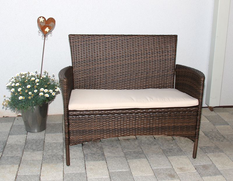 Bank Sitzbank Gartenbank ROM Poly Rattan anthrazit, braun, weiß, sand