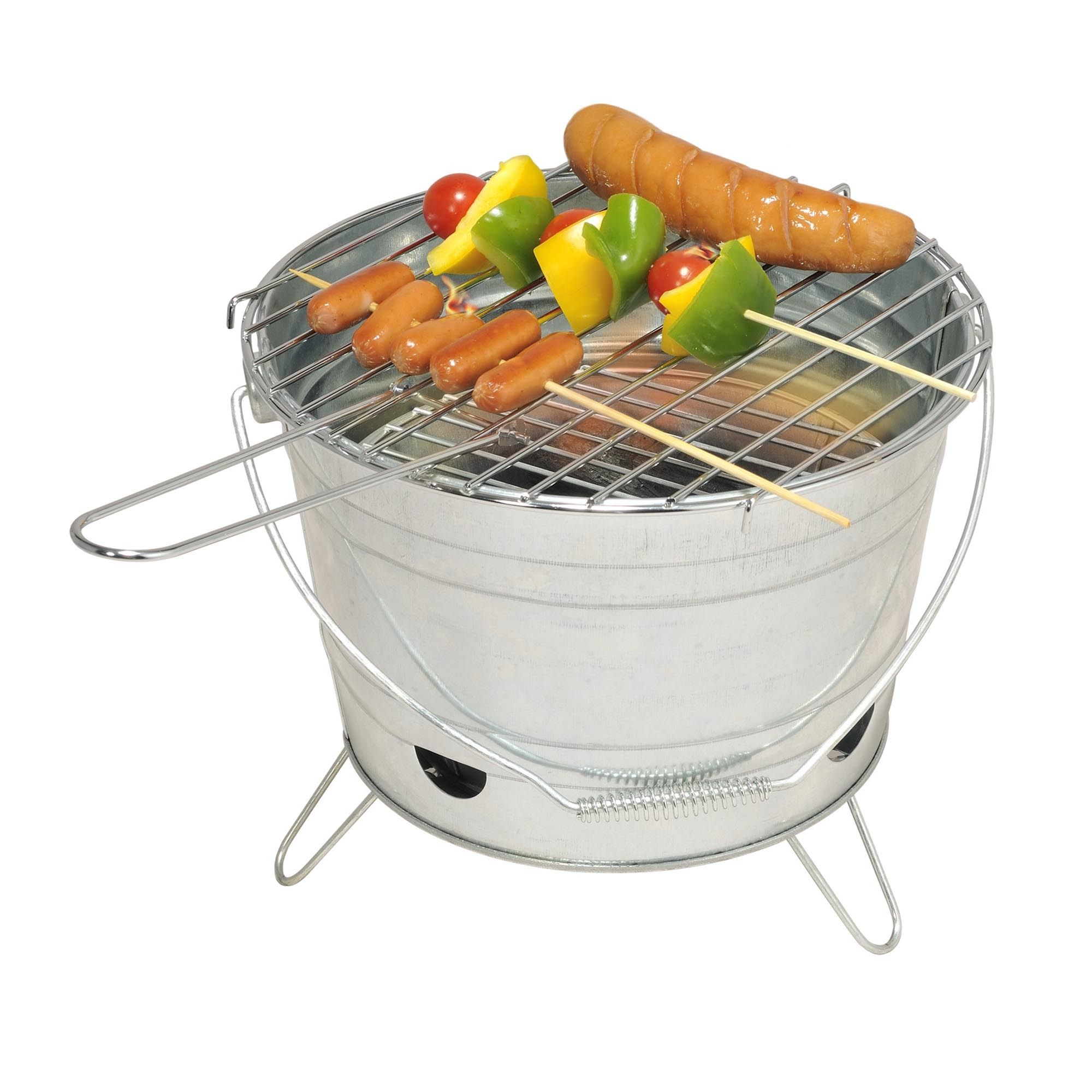 Gauchos Grilleimer Rundgrill Picknickgrill Grillrost Ø27cm Grillhöhe