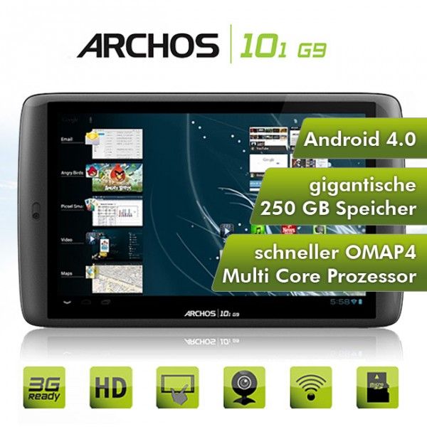 ARCHOS 101 G9 Turbo 250GB Tablet 1 5 GHz 25 7cm Multitouch 1GB RAM