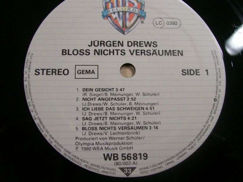 LP Jürgen Drews * Bloß nichts versäumen * # 2542