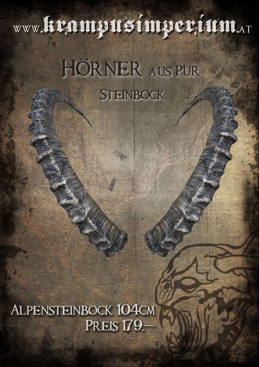 Steinbock Hörner 104 cm PUR Kunststoffhörner Krampus Maske Perchten