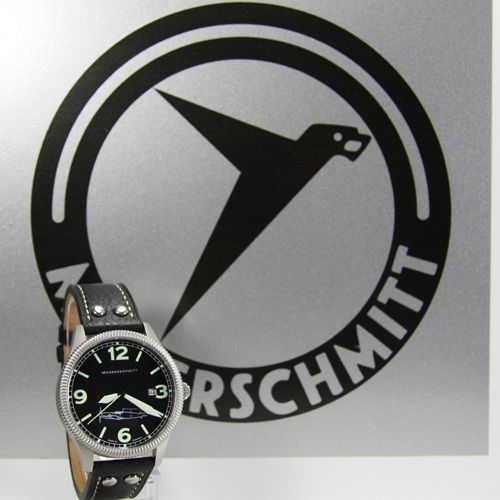 MESSERSCHMITT ME 109 41s ARISTO FLIEGERUHR EDELSTAHL LEDERARMBAND